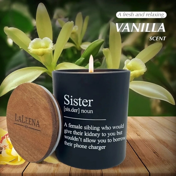 LaLeena Black Sister Definition Candle Vanilla Scent NIB 14oz - Picture 2 of 3